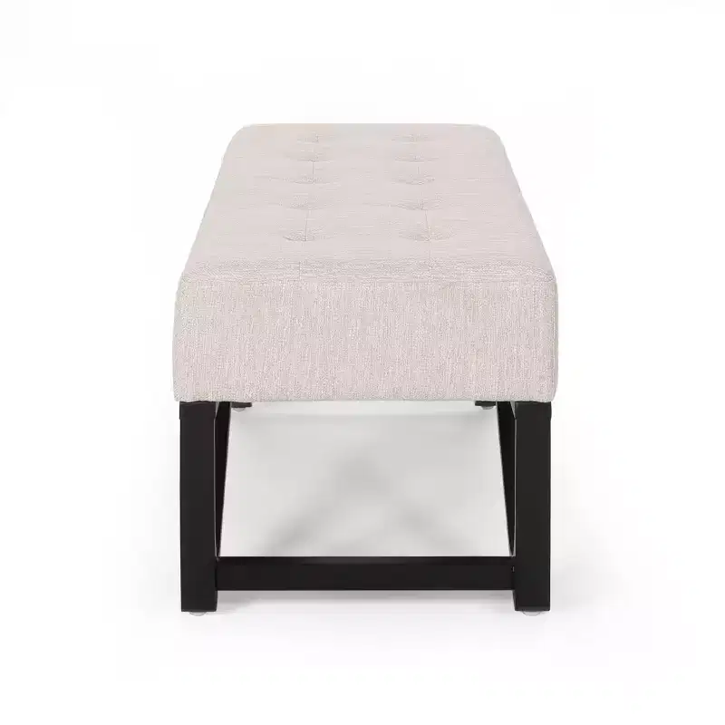TUYOHW 47 Modern Ottoman Bench with Button-Tufted Upholstered Entryway Bench with Geometric Legs Versatile Shoe Bench for Living Room, Bedroom