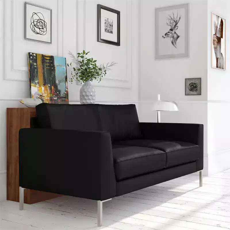 BRIDGEPORT Monroe Sofa, Black Faux Leather