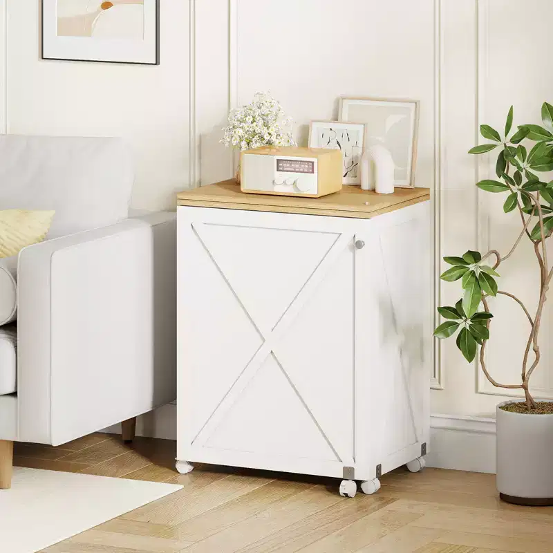 Costway Folding Sewing Table w/ Compact Design Storage Shelf 2 Trays and 18 Pegs