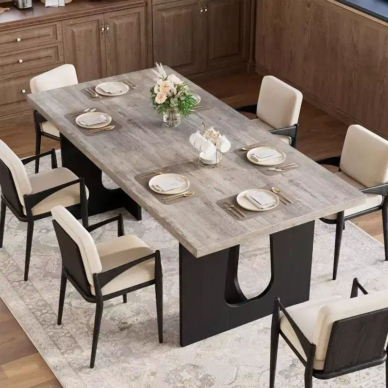 Long Dining Table for 6-10 People - Kitchen Table, Modern Rectangular Dinner Table for Kitchen, Conference Room, Home