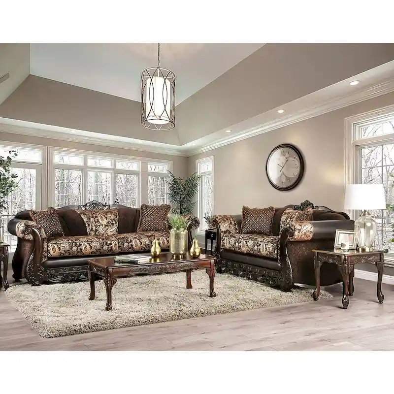 Traditional Brown 2-piece Living Room Set