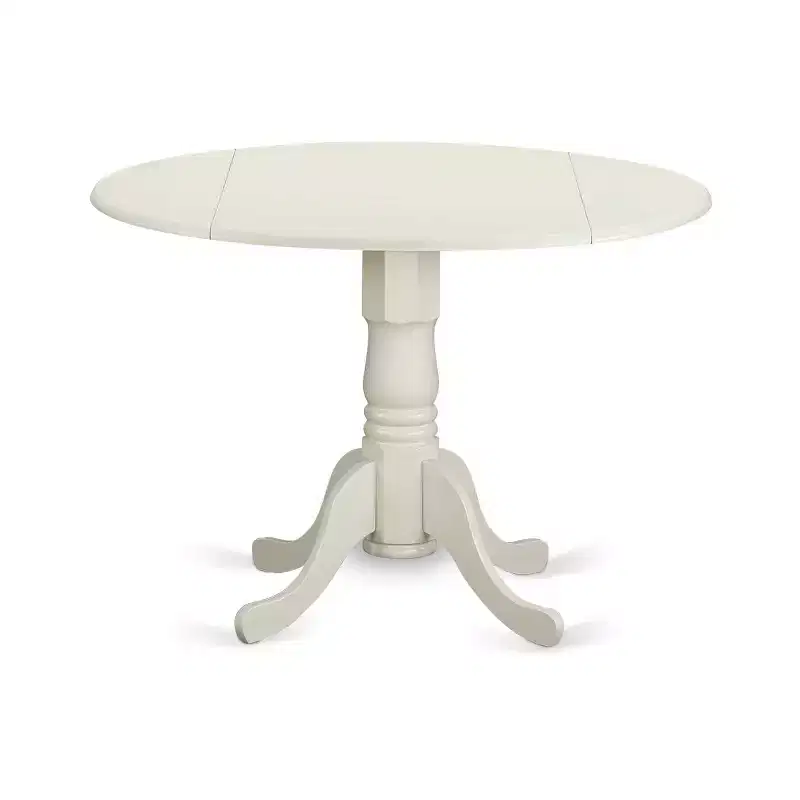 HomeStock Linen White Round Dining Table Set with 4 Chairs Modern Style DLAS5-WHI-41