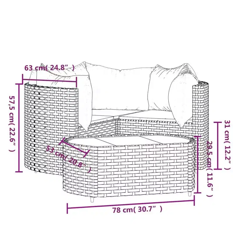 vidaXL Patio Furniture Set Modern Lounge Set with Cushions Poly Rattan