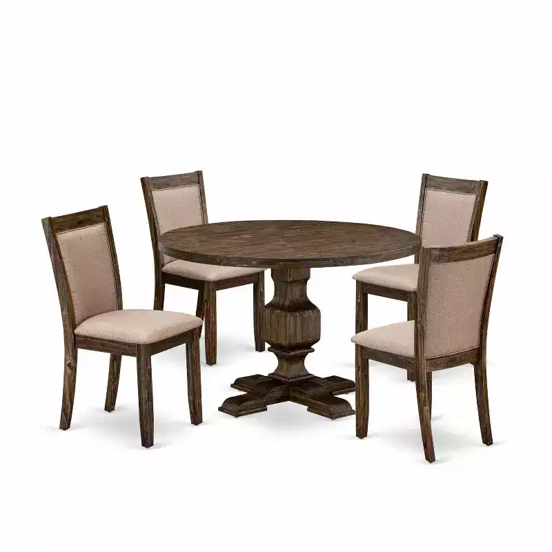 HomeStock 3-Piece Distressed Jacobean Finish Solid Wood Top Dining Table with 2 Chairs