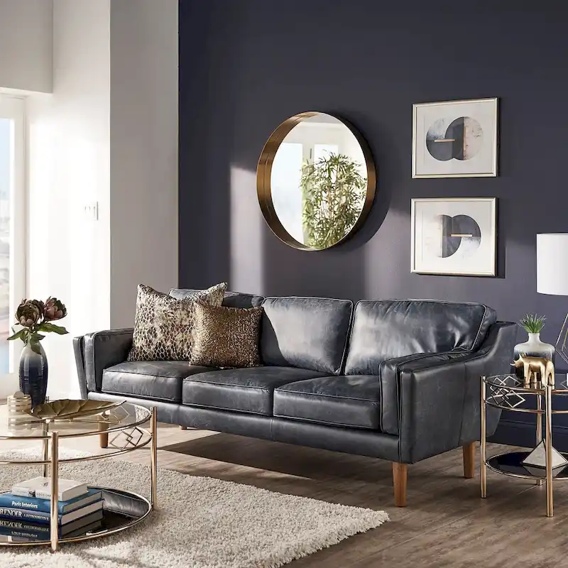 Blue Oxford Leather Sofa