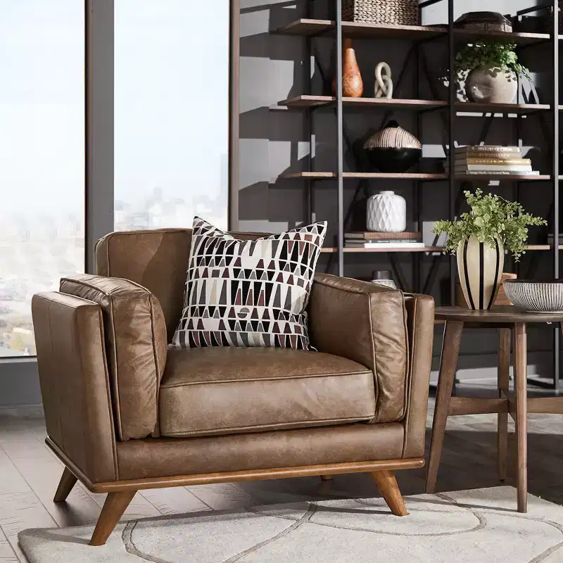 Ali Oxford Leather Accent Chair - Brown - iNSPIRE Q