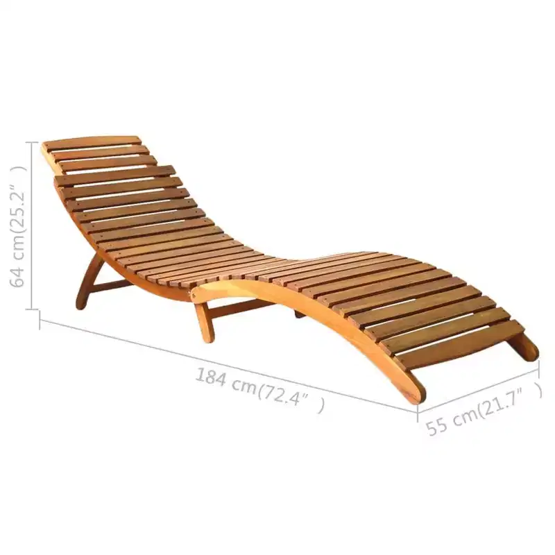 vidaXL Sun lounger 21.65 x 72.44 x 25.20 in Solid Acacia Wood