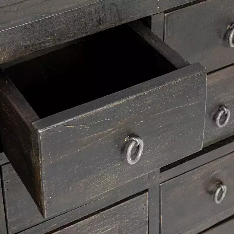 Storied Home Apothecary Cabinet with 15 Drawers, Black