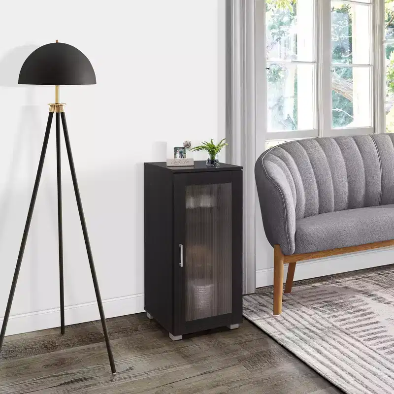 Kings Brand Furniture - Accent Buffet Curio Storage Cabinet with Glass Door for Living Room, Bedroom, Kitchen, Office, and Entryway