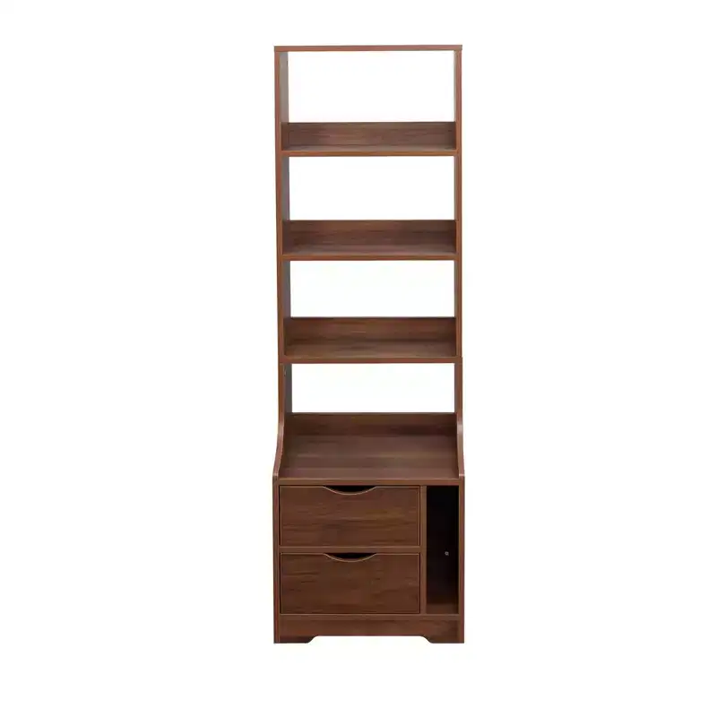 CLIHOME Nightstands with Bookshelf, Dresser with 2 Storage Drawers for Bedroom