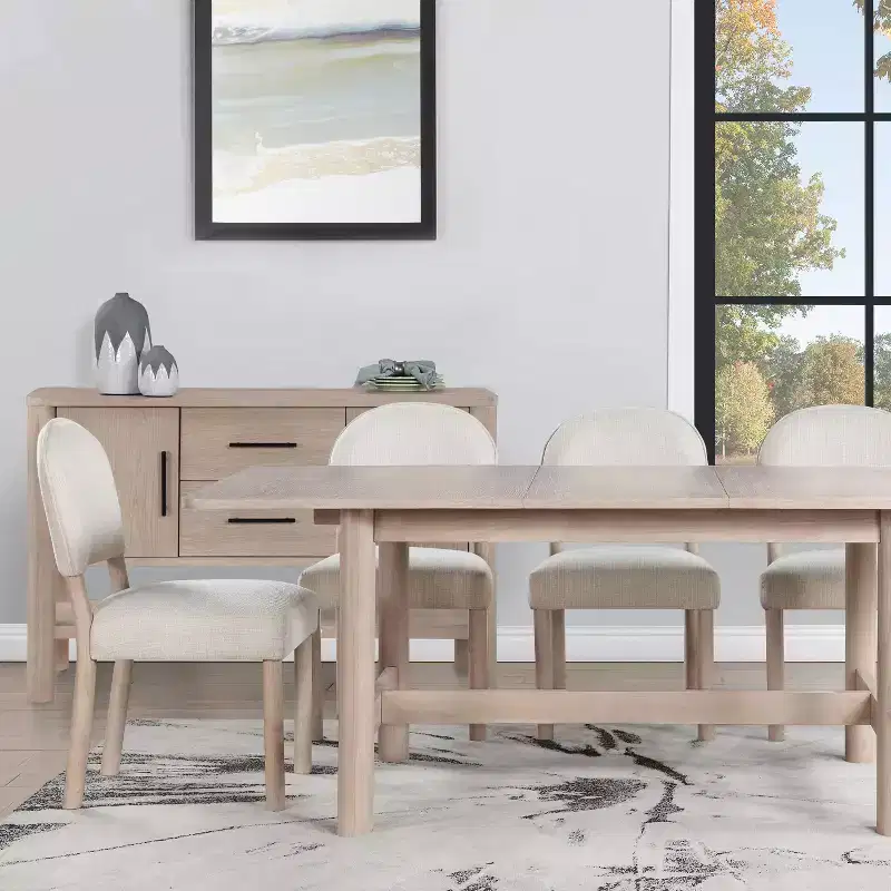GDFStudio Felix Armless Upholstered Fabric and Hardwood Dining Chair (Set of 2)