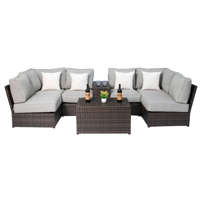 Lucca Cup Holder Table 8-piece Sectional Set by Living Source International