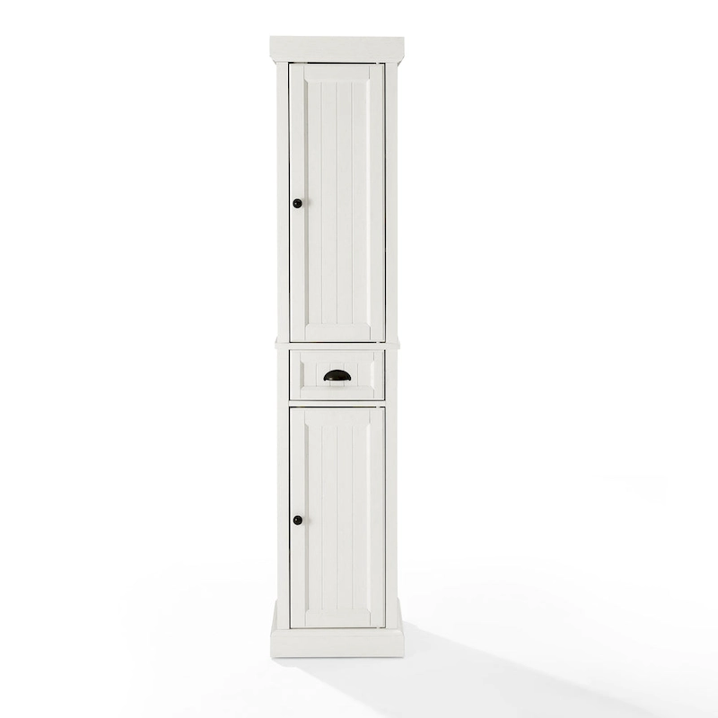 Crosley Seaside Tall Linen Cabinet Distressed White