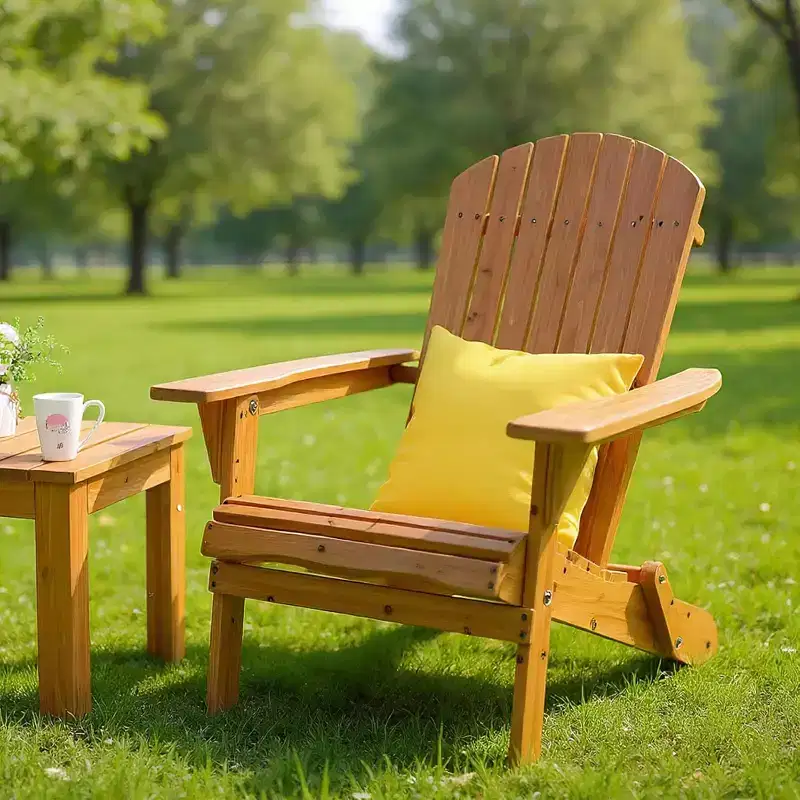 VINGLI Folding Adirondack Chairs Set of 2, Wood Adirondack Chair for Outdoor, Foldable Fire Pit Chairs for Patio, BBQ, Porch, Yard, Pool