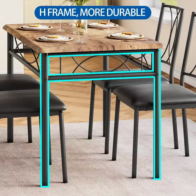 Rectangle Kitchen Table, with 4 Upholstered Chairs