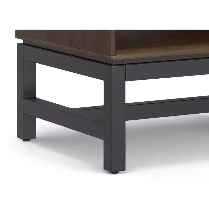 Devlin SOLID HARDWOOD 20 inch Wide Industrial Mid Century Nightstand in Walnut Brown
