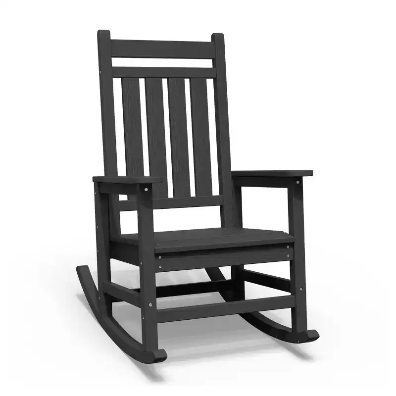 Hyleory HDPE Modern Resin Outdoor Rocking Chair, Patio Adirondack Chair for All Seasons