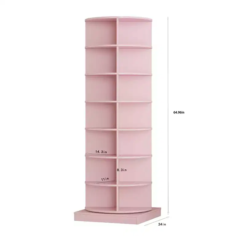 Bellemave Rotating shoe rack,rotating shoe rack tower 360, Holds over 28 pairs of shoes,Pink