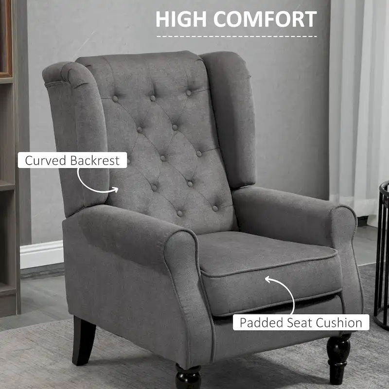 HOMCOM Copper Grove Guanta Tufted Wood Leg Accent Chair