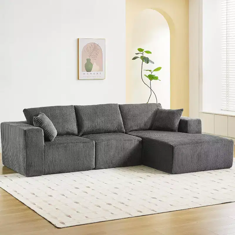 108 Sectional Couch Cloud Modular Modern L-Shaped Sofa with Chaise Lounge, Corduroy Fabric, No Assembly Required