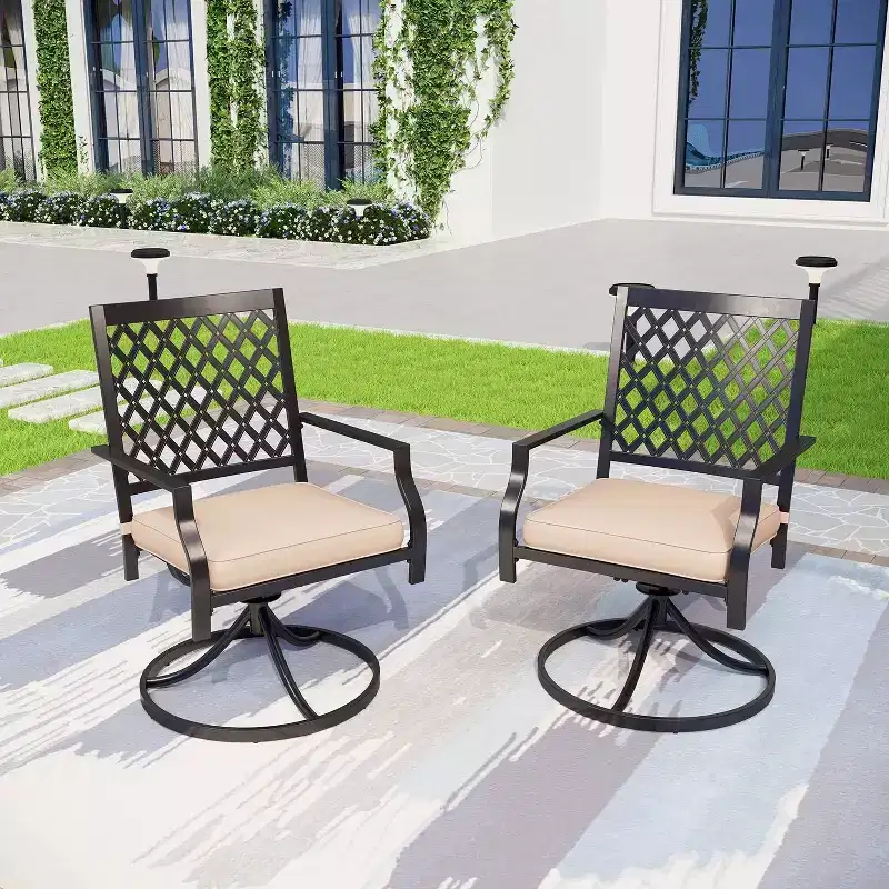 5pc Patio Set with Square Dining Table & Swivel Chairs - Captiva Designs