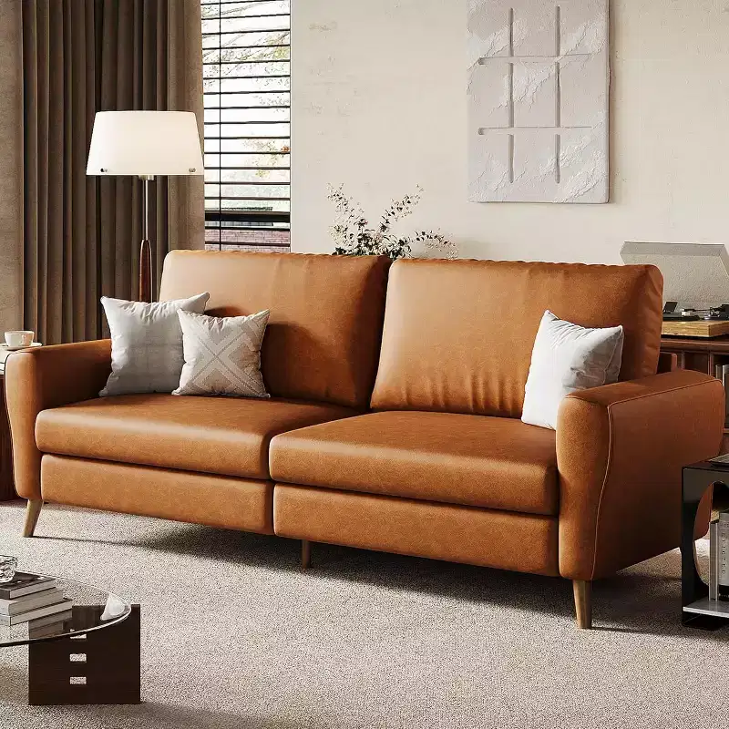 Acekool Boucle Loveseat - Modern 3-Seater Sofa with Wooden Legs, Plush Cushions & Streamlined Armrests
