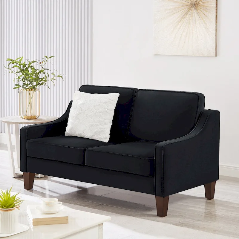 Velvet Loveseat Sofa with Square Arms, 51.5