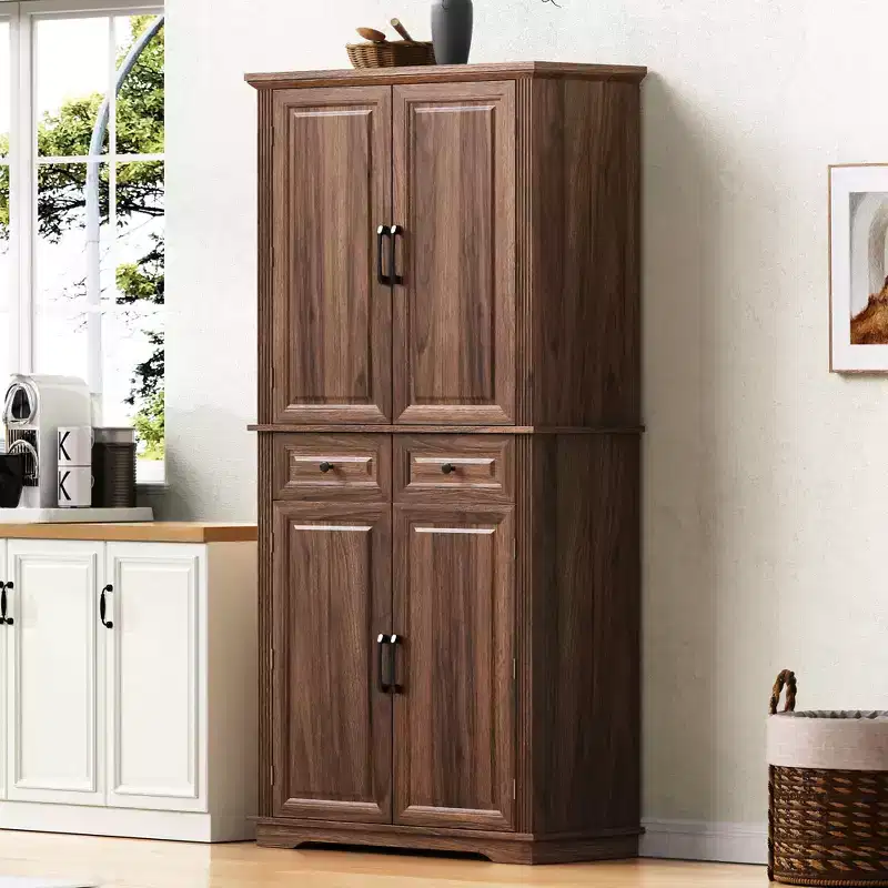 71 Kitchen Pantry Cabinet with Pull-Out Organizers, 6 Door Shelves & Drawers