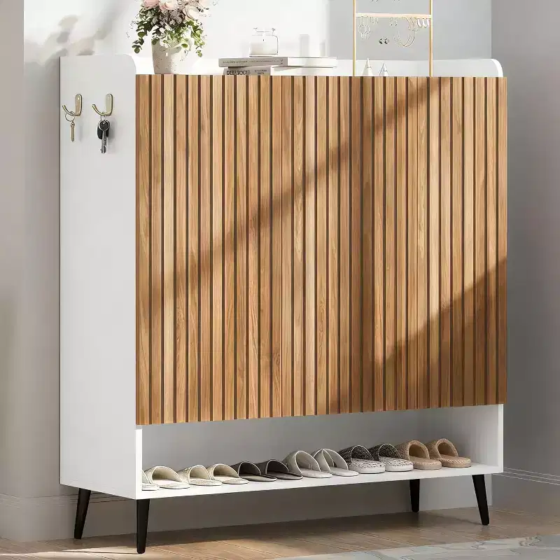 Shoe Cabinet with 3 Doors, Adjustable Shelves, Freestanding Shoes Rack Organizer, for Hallway, Entryway