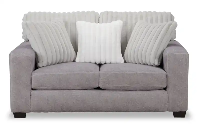 Made in Canada 67 Chenille and Faux Fur Fabric Loveseat with Removable Cushions - Plush Paloma Grey