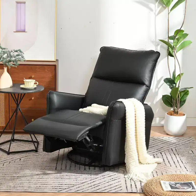 Okak Power Rocking Recliner Chair with Side Pocket 270 Swivel Electric Accent Chair Small Sofa for Living Room Bedroom Home Theater