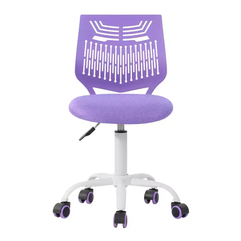 HomeRoots Purple and White Adjustable Height Swivel Rolling Office Chair