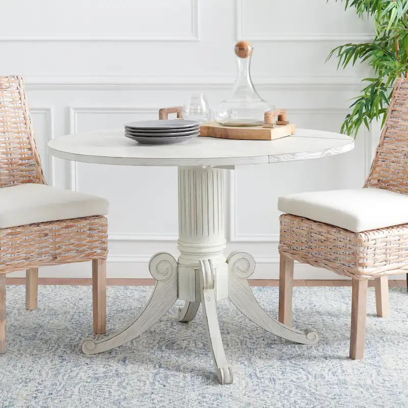 Antique White Drop Leaf Dining Table 43 W x 43 D x 31 H 43Wx43Dx31H