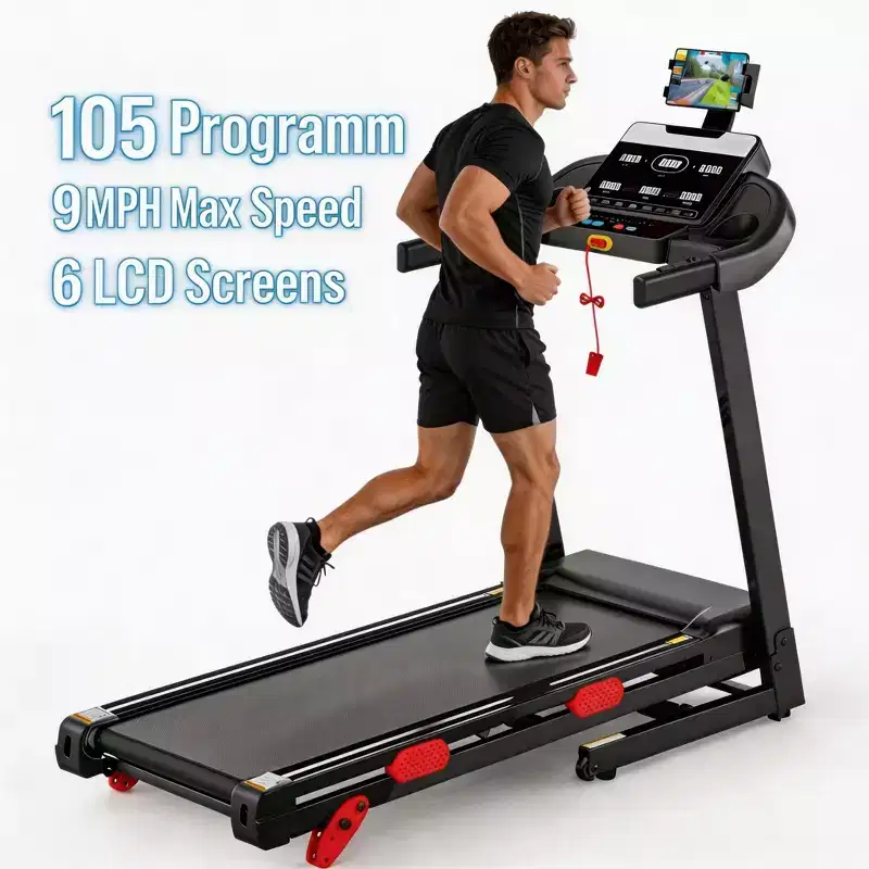 4 in-1 Treadmill for home, 3.75HP Foldable with 10% Incline, 0.9-14 km/h Walking Running Speed, Capacity 300lbs, 105 Programs, APP Control