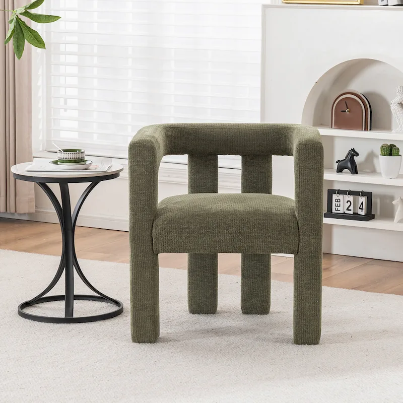 Set of 1 Chic design Barrel shaped Fabric Upholstered Accent Armchair