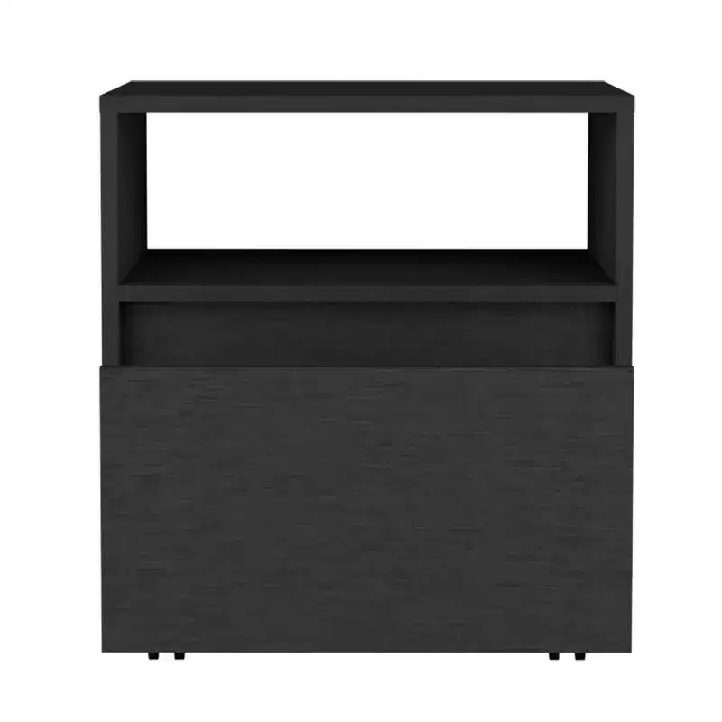 HomeRoots 21 Black Wood One Drawer Nightstand