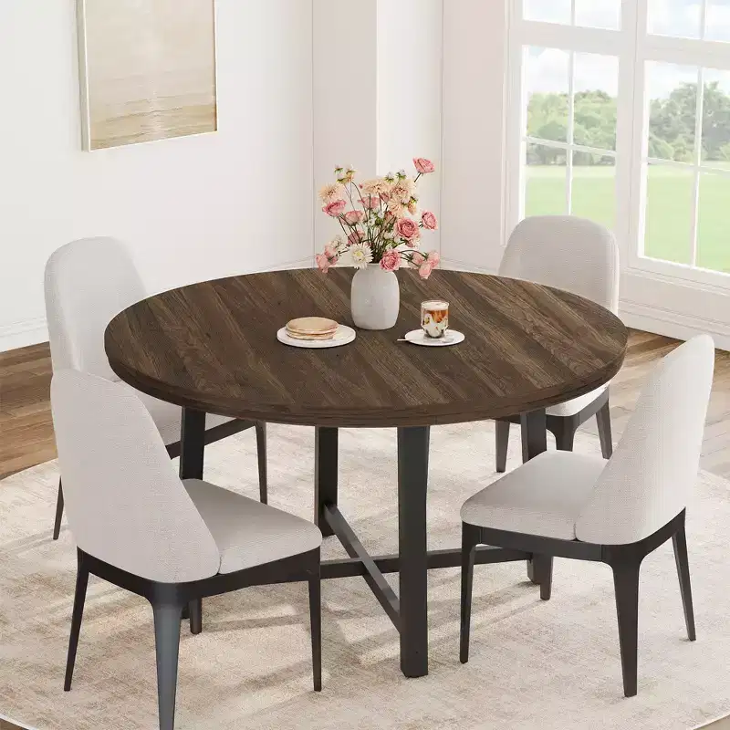 Mdf, Iron J2 Industrial Style Metal Round Dining Table