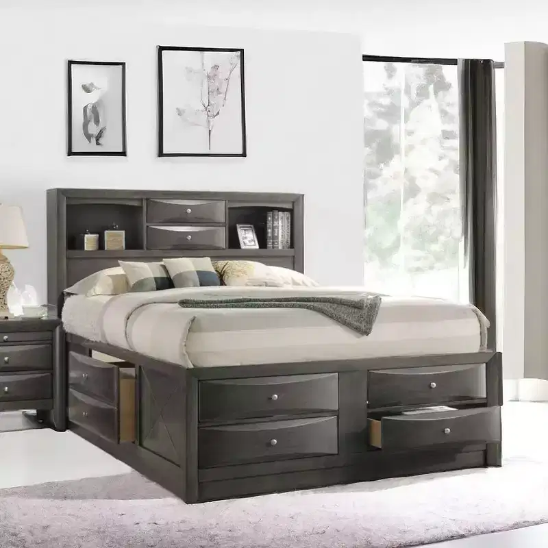 Acme Furniture 91" Queen Ireland Bed Gray Oak Finish