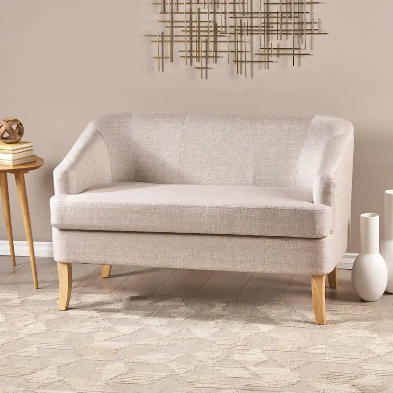 Mid-Century Modern Petite Fabric Loveseat