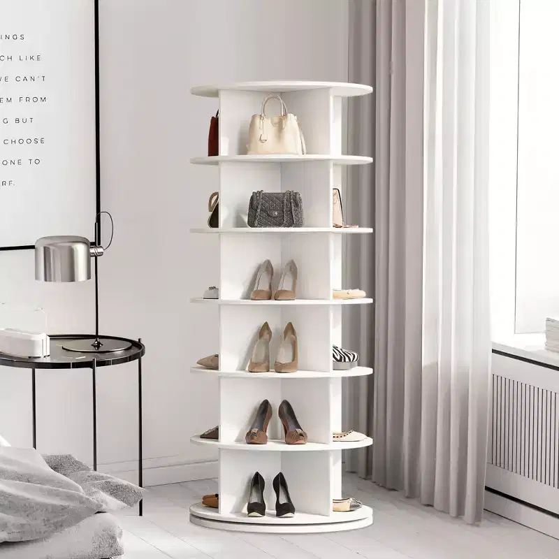 MDF 6-Layer 360-Rotating Freestanding Shoe Rack Tower