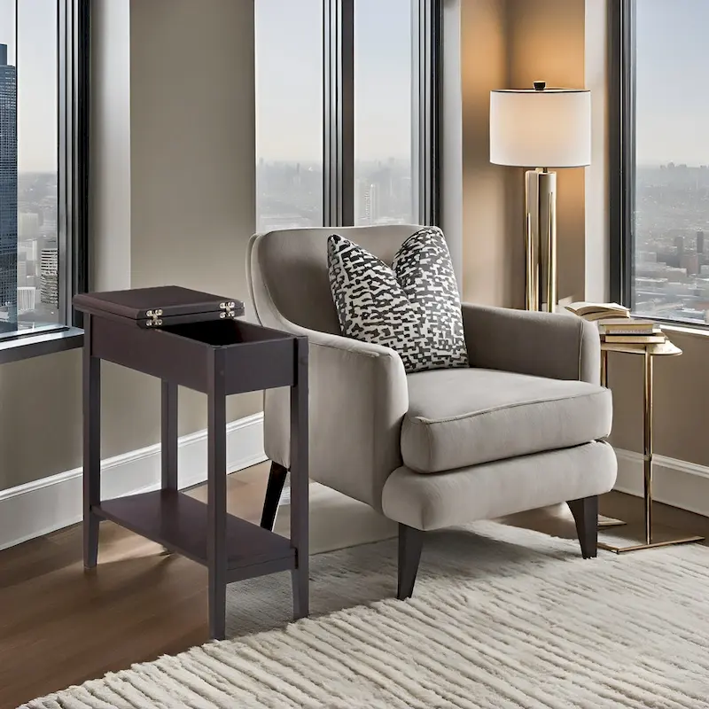 Stylish Slim End Table, Narrow Nightstand, and Skinny Bedside Table