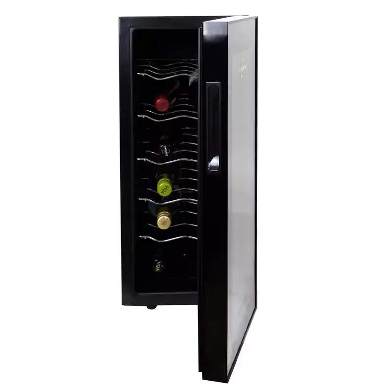 Koolatron Wine Cooler Refrigerator 12 Bottle Countertop Compact Thermoelectric Wine Cellar, Small Freestanding: Locking Wine Cooler, Black