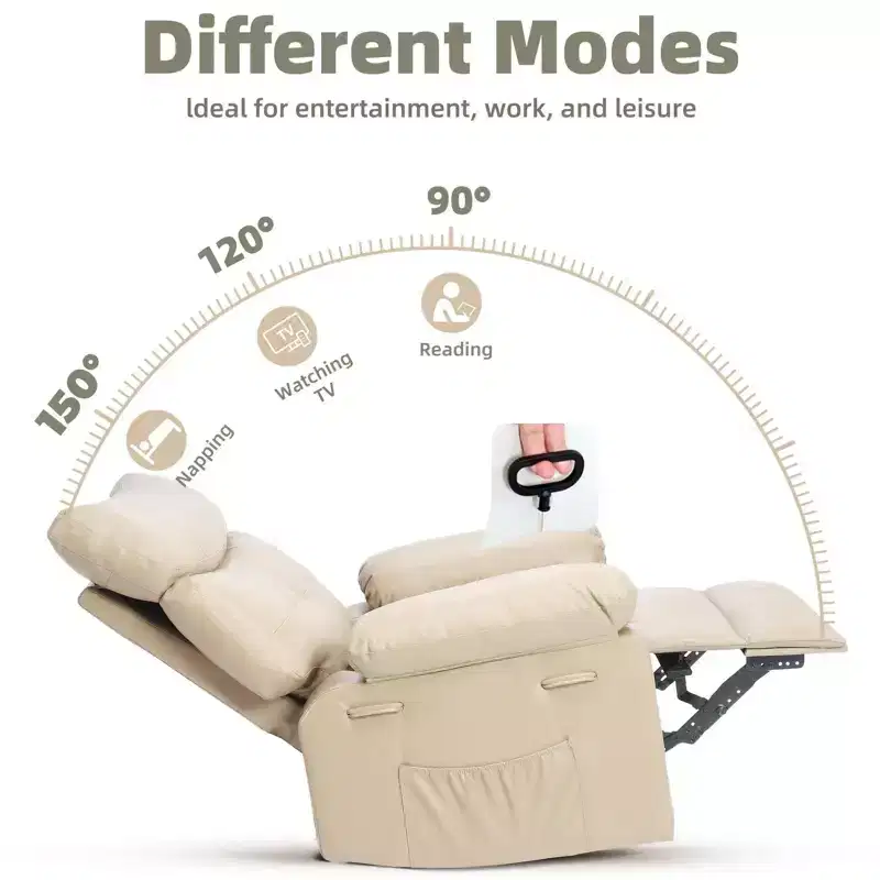 Recliner Chairs, Classic Manual Leather Recliner, Home Theater Seating with Lumbar & Arms Support for Living Room, Bedroom and Nursery - Coffee