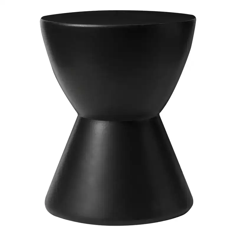 LeisureMod Loft Hourglass Fiberstone Side Table - Modern Indoor/Outdoor Accent Table