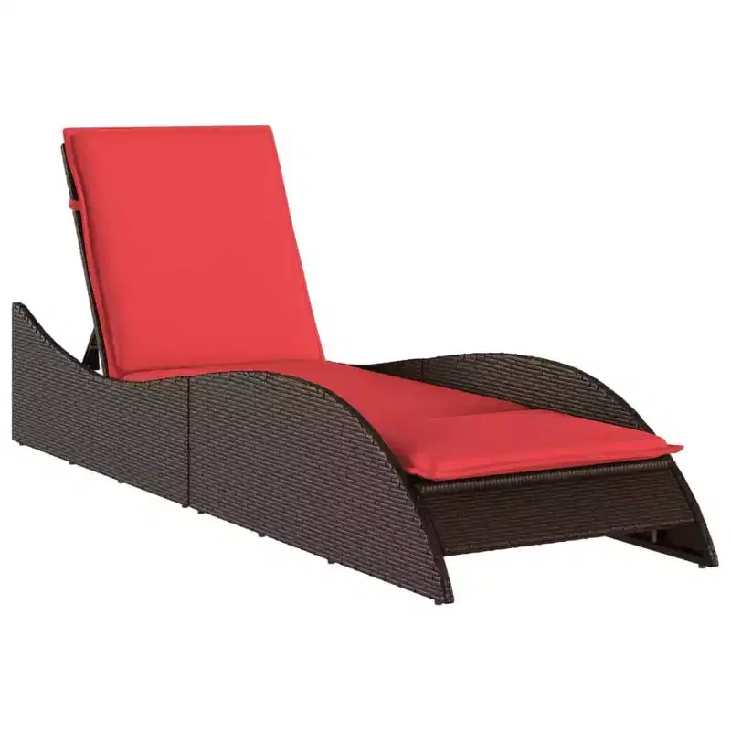 vidaXL Sun Lounger with Cushion 23.6x80.7x28.7 Poly Rattan