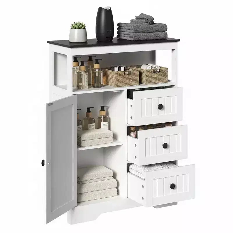 Dcolora 28.3 Bathroom Storage Cabinet with 3 Drawers & Adjustable Shelf, Freestanding Unit