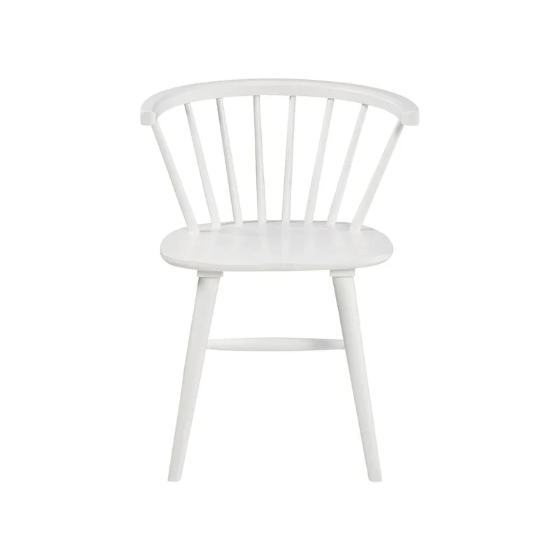 White Solid Wood Dining Chairs Set of 2 | Low Spindle Back | Contemporary Style | 22W x 21D x 30H