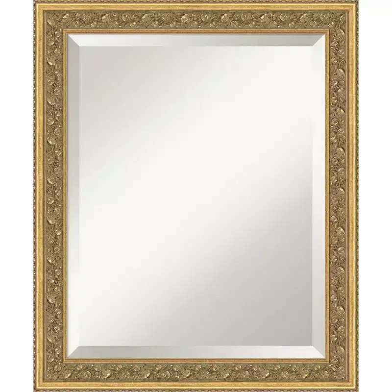 Amanti Art Carter Dark Gold Beveled Wood Framed Bathroom Vanity Wall Mirror