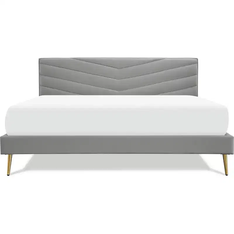 King Sidney Upholstered Platform Bed Gray - Adore Decor