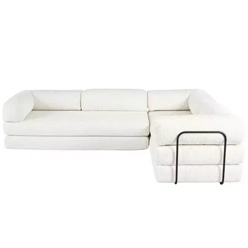 Clihome L-Shaped Corduroy Sofa Bed, Modular Sectional with Reversible Chaise & High-Density Foam for Versatile Living Room